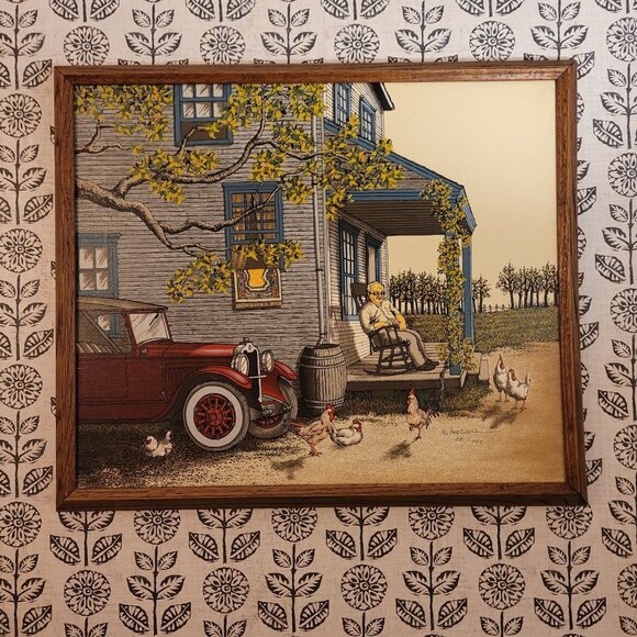 Signed & Numbered H. Hargrove "Country Living" Print With Wood Frame - Picture 4 of 13